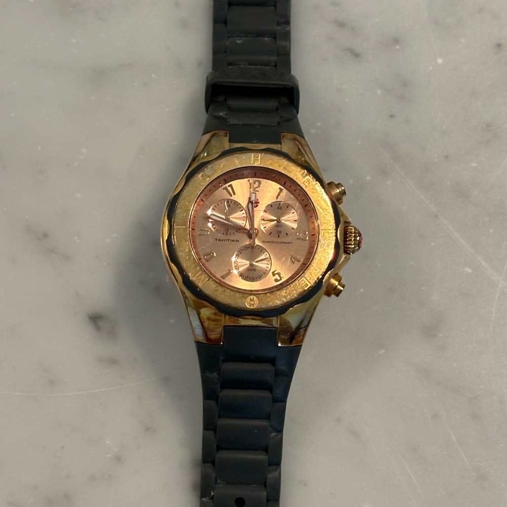 MICHELE Tahitian Jelly Bean Gray Rose Gold 40mm Watch
